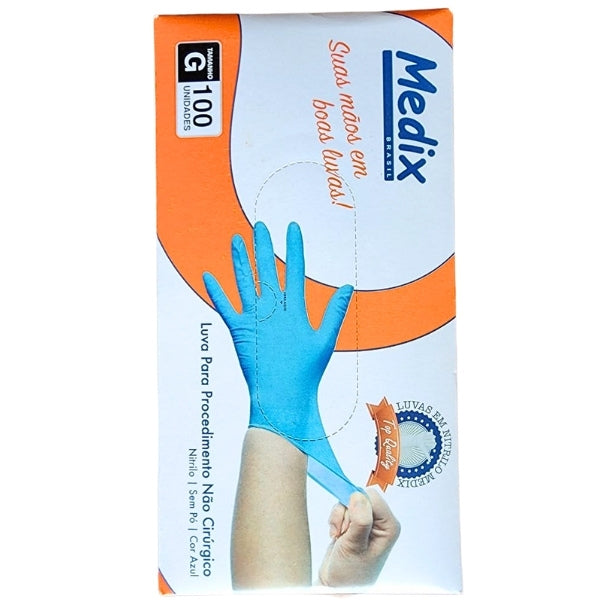 LUVA NITRILICA AZUL S/ PO MEDIX G