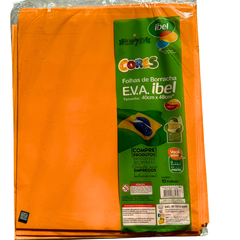 PAPEL EMB. EVA 40X48CM LARANJA S/ GRITER