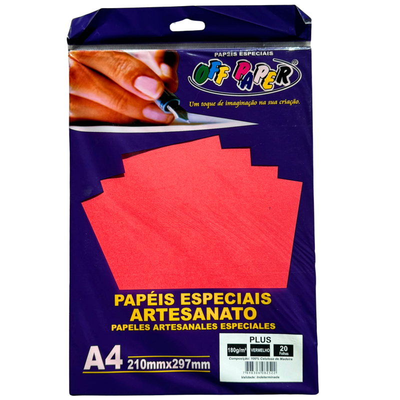 PAPEL PLUS A4 180G 20FLS VERMELHO