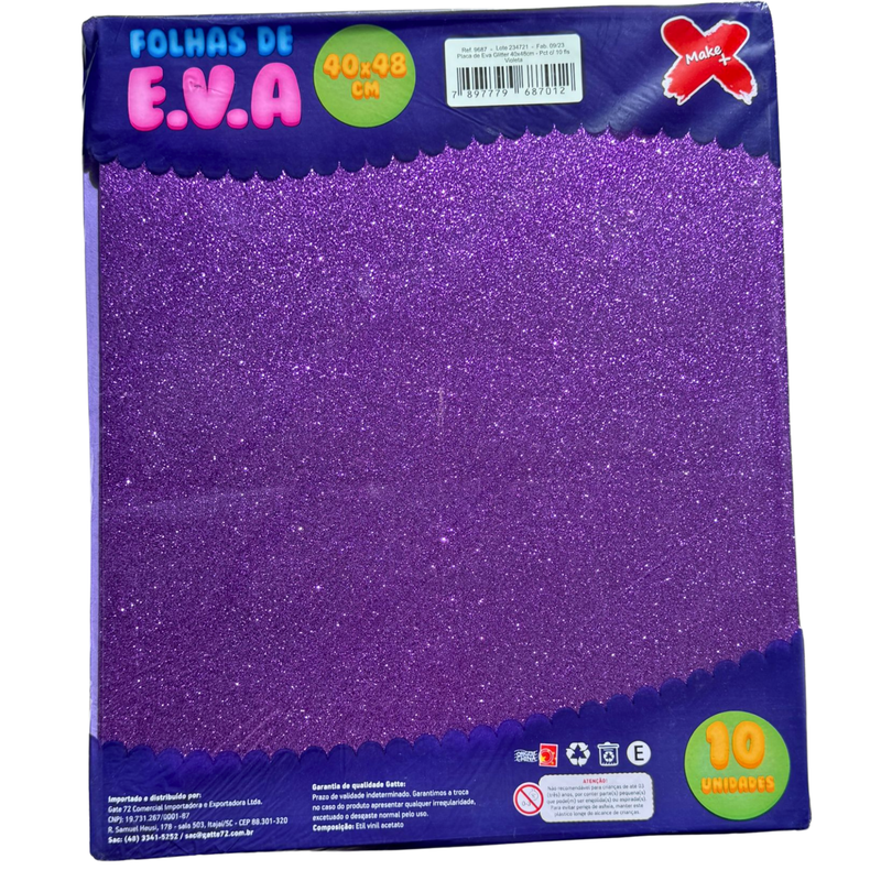 PAPEL EMB. EVA 40X48CM VIOLETA C/ GRITER