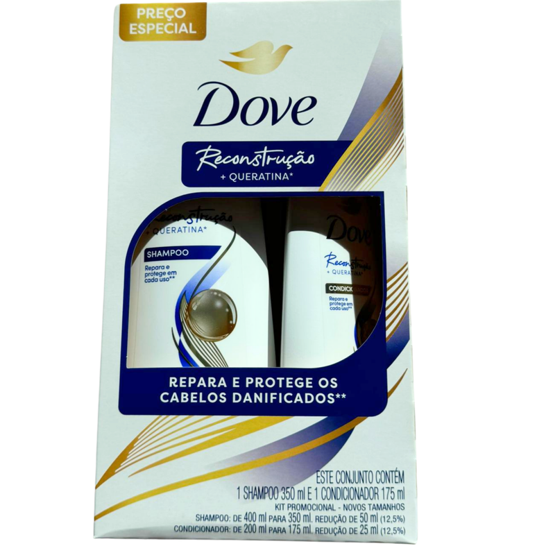 KIT DOVE RECONSTRUÇÃO + QUERATINA 2X1 400ML E 200ML