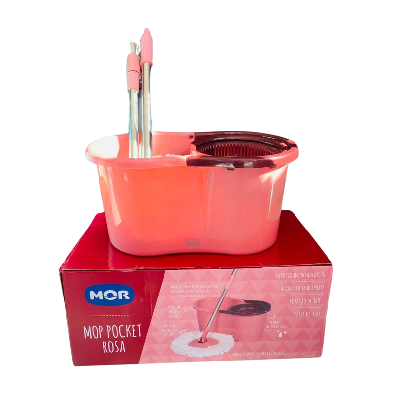 MOP ROTATORIO POCKET 8LT ROSA LIMP PRATICA - MOR