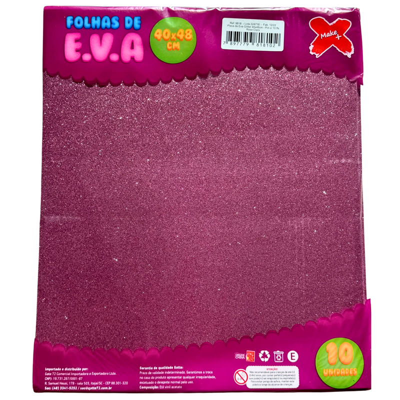 PAPEL EMB. EVA 40X48CM ROSA CLARO C/ GRITER