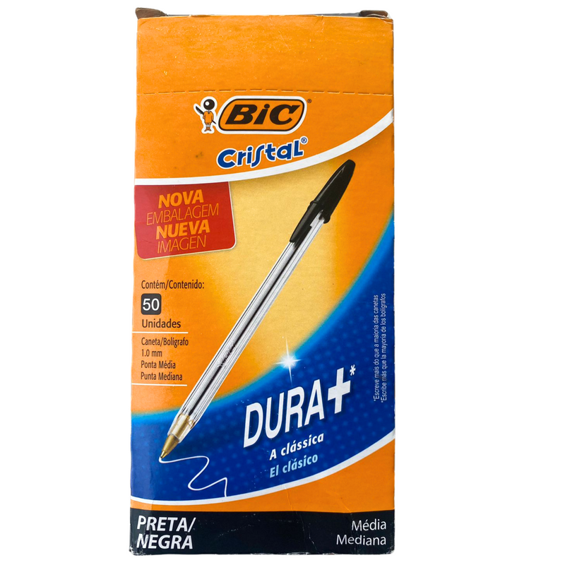 50 und CANETA BIC CRISTAL PONTA MÉDIA PRETA